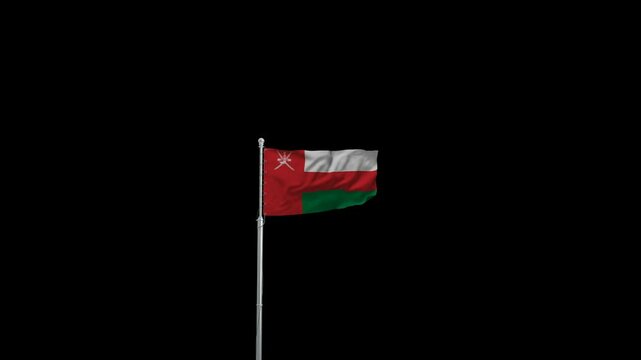 Animated video of Oman flag waving in the wind with alpha channel.
