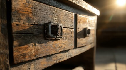 A rustic wooden dresser featuring four spacious drawers, perfect for storage needs in any room of your home.