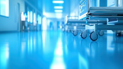 Modern hospital room features advanced medical tech, bright colors, and a clean environment for patient care.
