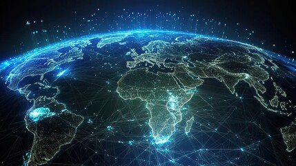 Fototapeta premium Global network on digital Earth globe technology