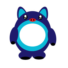 Cute racoon cartoon drawing isolated on white background with free space at the middle. 