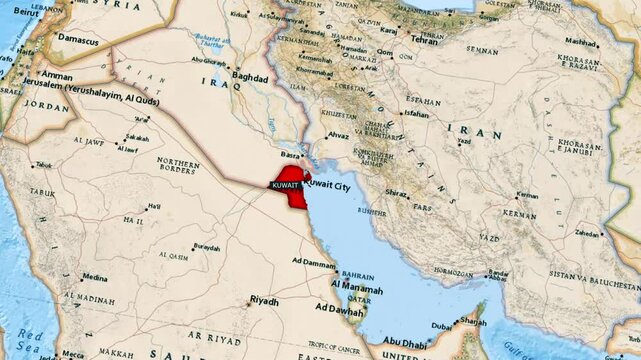 Political map of Kuwait. Map of Kuwait with borders.