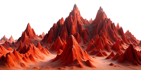 3d renders red mountains on a white background.png