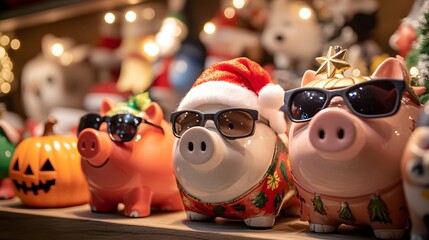 Obraz premium Festive Piggy Bank 