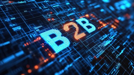 Digital representation of "B2B" Text business with charts