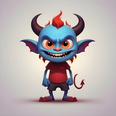 Cartoon character of devil with background method