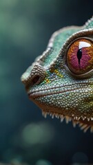 Fototapeta premium Close-up of an iguana's eyes. Portrait photo of an iguana. Amazing scene of wild animals