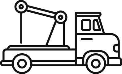 Simple line icon representing a tow truck ready for action, perfect for projects related to roadside assistance