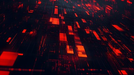 Obraz premium Abstract Red Glowing Lines and Squares Background