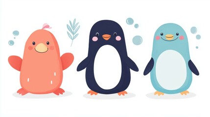 Obraz premium Dive into fun underwater worksheets that enhance learning through engaging activities featuring playful penguins and walruses