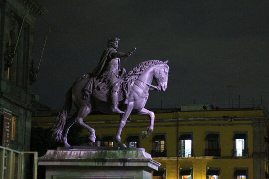 latin america, zocalo, downtown, historical, artistic, horse, national art museum, attraction, tacuba, public, night, heritage, charles iv, national, mexican, statue, monument, museo nacional de arte,