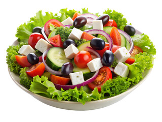 Delicious greek salad isolated on a transparent background