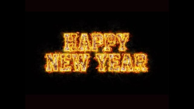 Happy New Year Typography Burn Effect