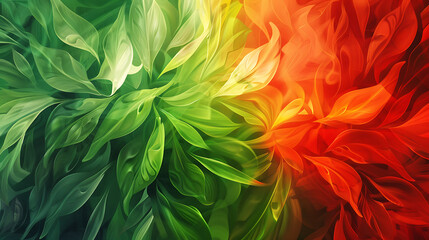 A vibrant background blending shades of green and red, creating a bold, colorful, and dynamic visual pattern.