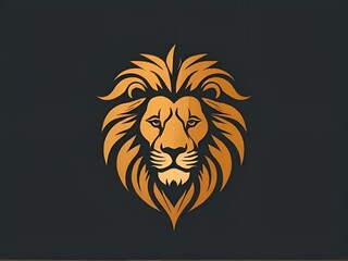 Obraz premium A sleek lion head logo design showcasing intricate details, representing power and majesty in a modern aesthetic.