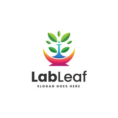 Vector Logo Illustration Lab Leaf Gradient Colorful Style