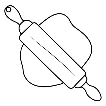 recommend clip art: Rolling Pin and Dough: A simple line art illustration of a rolling pin on a piece of dough, capturing the essence of baking and culinary creativity. 