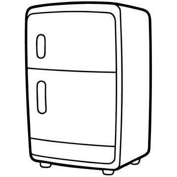 recommend clip art: Vintage Refrigerator Illustration: A simple line drawing of a classic two-door refrigerator, reminiscent of a bygone era. Perfect for culinary, home decor, or retro-inspired designs. 
