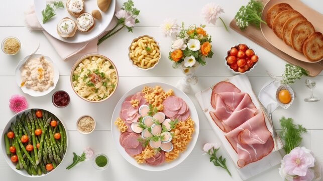 Easter Brunch Table Setting: Delectable Dishes with Spring Flowers