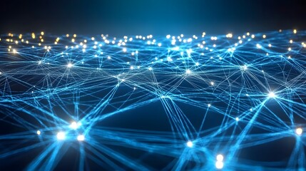 Fototapeta premium Abstract Blue Network With Glowing Nodes