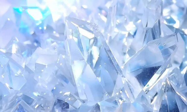 Close-up of white crystals sparkling in the light