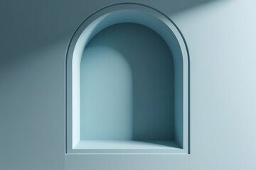 Blue arched on the wall for product display 
