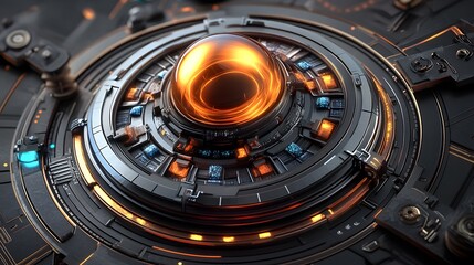 Futuristic Glowing Orb in Rotating Mechanism
