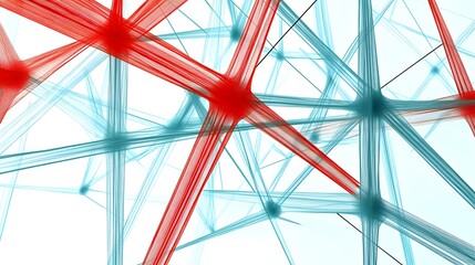 Obraz premium Abstract Network Structure with Red and Blue Lines