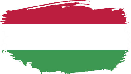 Hand drawn brush stroke flag of Hungary illustration on white background