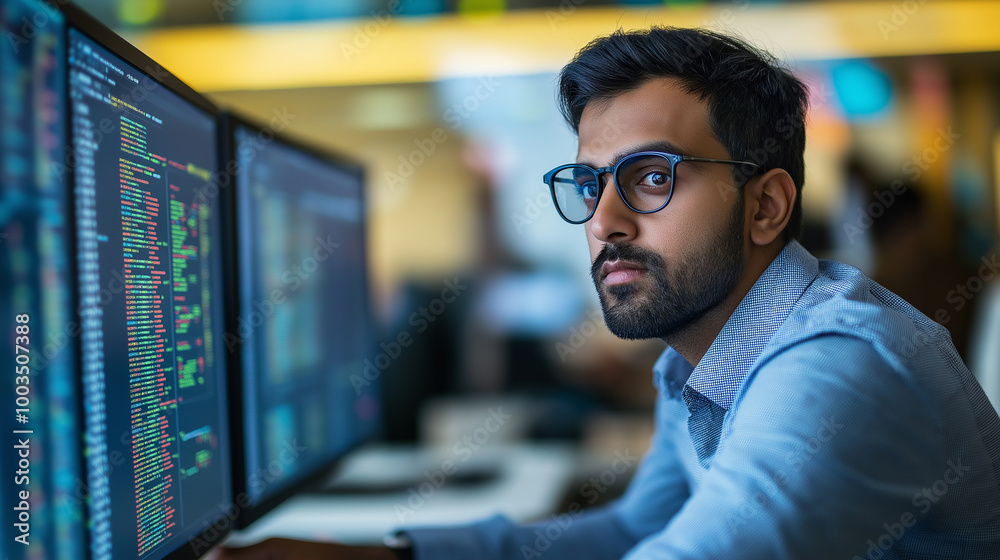 Poster Software developer is thinking about a solution to a coding problem