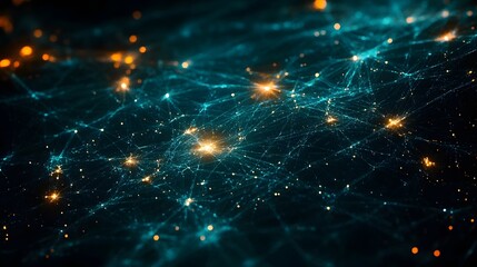 Obraz premium Abstract Network with Glowing Lights and Lines