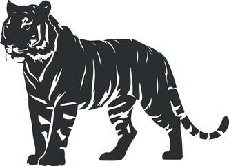 black tiger outline vector