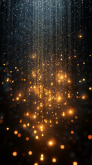 Fototapeta premium Golden light streaks on a black background.