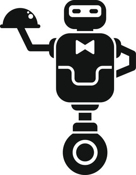 Robot waiter serving food under a cloche, a symbol of innovation in the food service industry