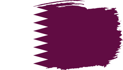 Hand drawn brush stroke flag of Qatar illustration on white background