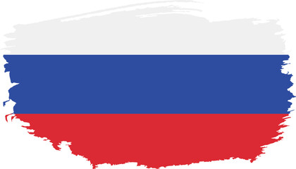 Hand drawn brush stroke flag of Russia illustration on white background