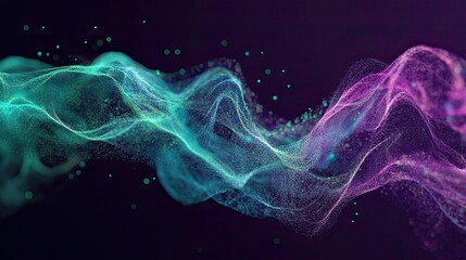 Green and violet hues intertwining in a fluid motion, visualizing the dynamic nature of Julia programming in data science projects