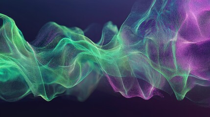 Fototapeta premium Green and violet streams of data represented through abstract forms, showcasing Julia's analytical prowess