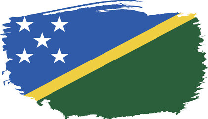 Hand drawn brush stroke flag of Solomon Islands illustration on white background