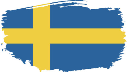 Obraz premium Hand drawn brush stroke flag of Sweden illustration on white background