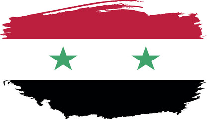 Hand drawn brush stroke flag of Syria illustration on white background
