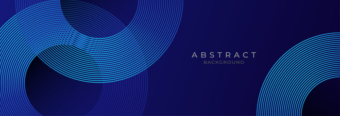 Blue abstract background with blue glowing geometric lines. Modern shiny blue diagonal rounded lines pattern. Futuristic technology concept. Suit for poster, banner, brochure, corporate, website