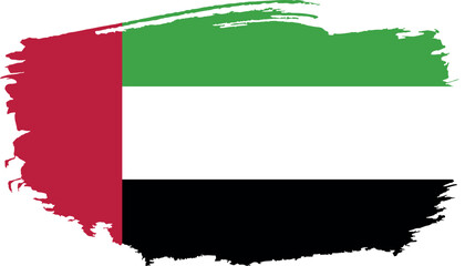 Hand drawn brush stroke flag of United Arab Emirates illustration on white background