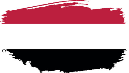 Hand drawn brush stroke flag of Yemen illustration on white background