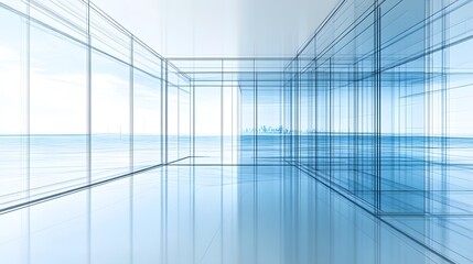 Obraz premium Modern Architecture Glass Building Interior Design Blueprint
