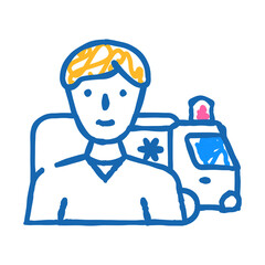 ambulance medical worker doodle icon sketch vector. ambulance medical worker sign. isolated symbol illustration