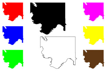 Fototapeta premium Jefferson County, Oklahoma State (U.S. county, United States of America, USA, U.S., US) map vector illustration, scribble sketch Jefferson map