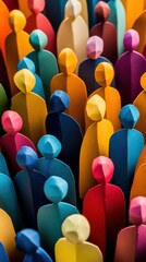 Fototapeta premium Colorful paper figures representing community and diversity, isolated on a white background.