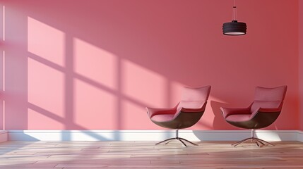 Stylish living room with armchair and pink wall background AI generated image