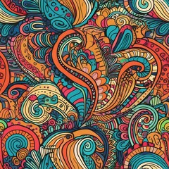 Fototapeta premium Seamless pattern with abstract doodle pattern.
